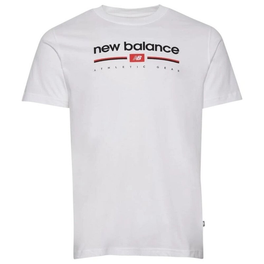 New Balance Men's Logo Striped Tee Crew White Black Size Small NEW WITH TAGS!